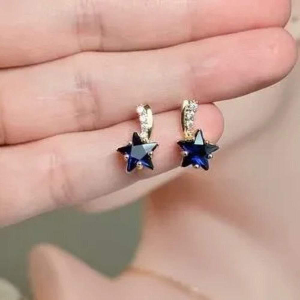 Elegant Gold and Blue Star Earrings